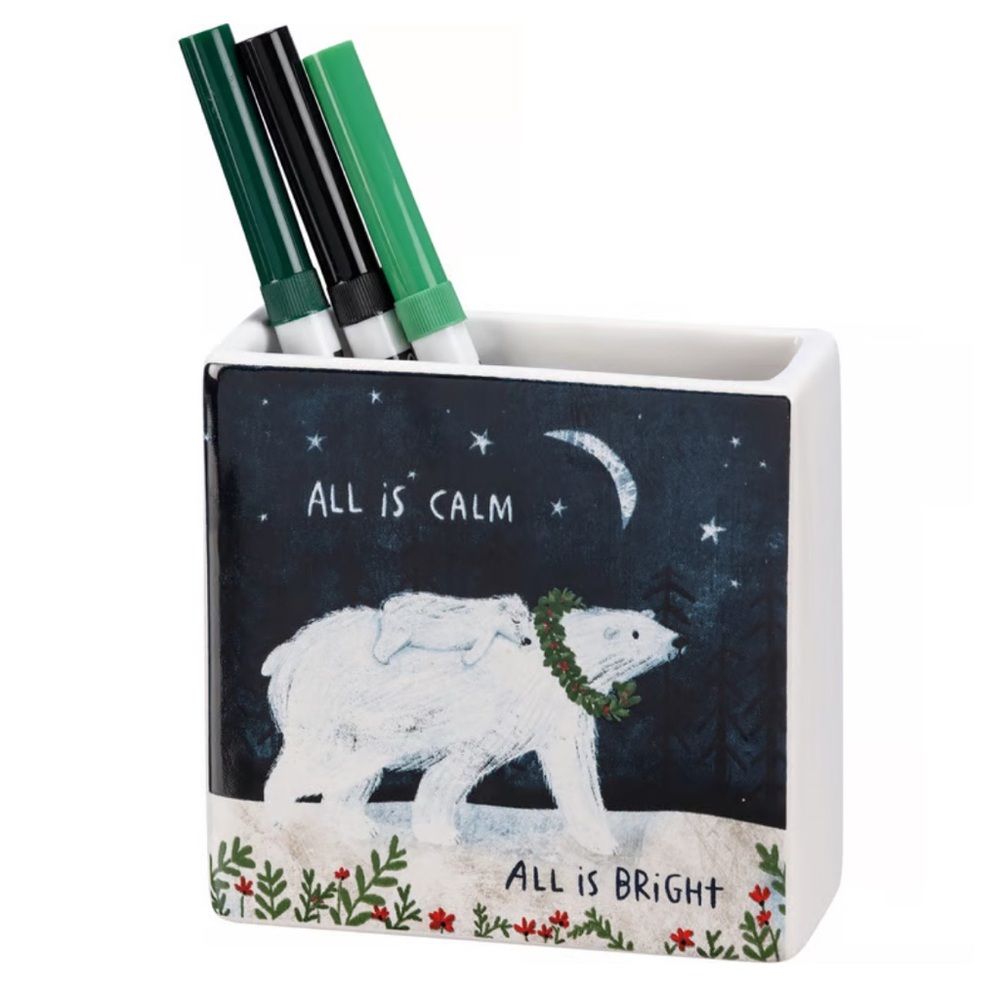 Primitives by Kathy “All Is Calm All Is Bright” Square Vase